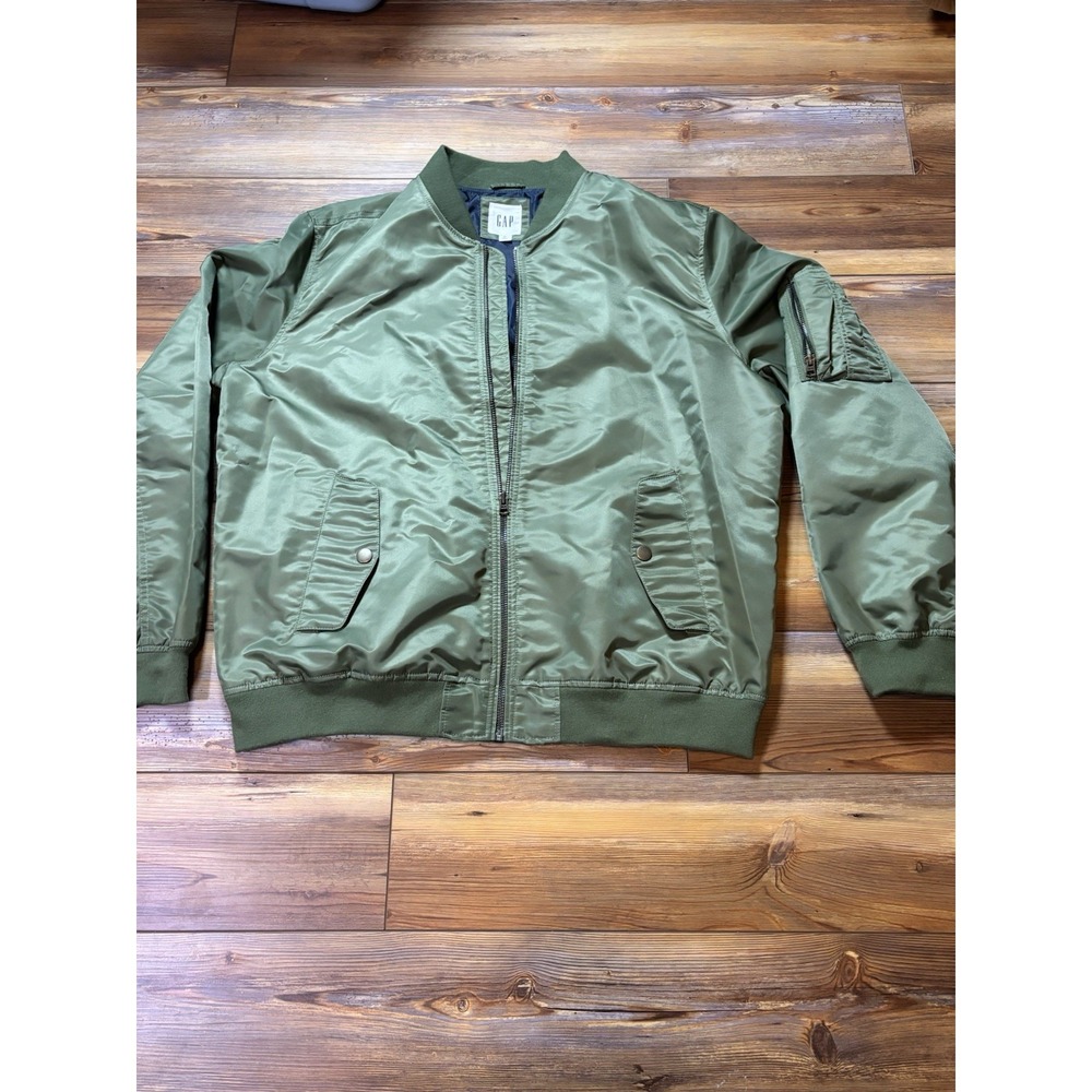 Gap Light Weight Bomber Jacket Men's POLYESTER Green Olive Lined Size XL NWOT